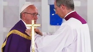 Mons Marini helping the Holy Father change the vestment [upl. by Fernas]