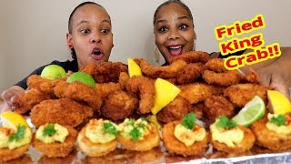 Deep Fried King Crab Mukbang Fried King Crab Colossal Shrimp Scallops [upl. by Einnor]