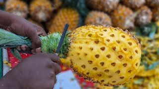 Pineapple Slicing  ROAD SIDE HEALTHY STREET FOOD  4K VIDEO  MUMBAI STREET FOOD [upl. by Jean]