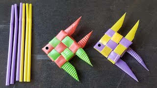 How to fold fish with plastic tubes Easy To Make Straw Craft fold straw fish [upl. by Lanor]