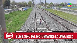 Milagro un motorman de la línea Roca frenó el tren y evitó atropellar a un nene [upl. by Anilac]