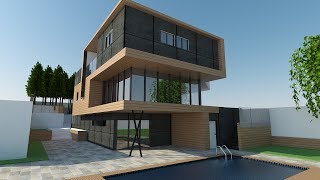 sketchup vray exterior  sketchup render tutorial [upl. by Vassili]