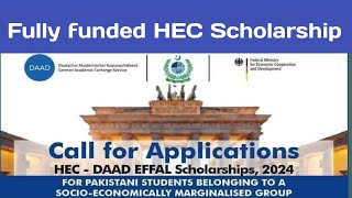 HEC DAAD scholarship 2024 for undergraduate students  Fully funded graduate scholarship program [upl. by Shulins]