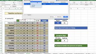 Exceleinführung 5 Tabellen sortieren und SVerweis am Beispiel Bundesligatabelle [upl. by Weinstock]