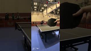 Irans Neda Shahsavari takes on Fraser Riley commentator for ITTFWorlds2024 🤩 [upl. by Keldah]