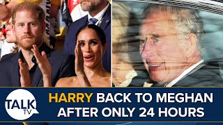 Prince Harry Jets Back To Meghan Markle Only 24 Hours After Landing In UK [upl. by Nickles566]