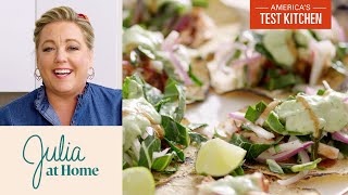 How to Make Salmon Tacos with Super Slaw  Julia at Home [upl. by Treva]