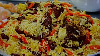 Kabuli Pulao recipe  Qabili pulao Turkmani  Afghani Kabuli Pulaw Rice [upl. by Wandy]