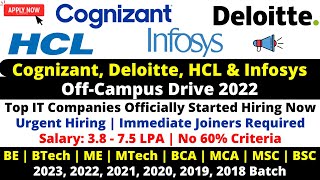 Cognizant  HCL  Infosys  Deloitte Off Campus Drive 2022  2021  2020 2019 Batch  75LPA Salary [upl. by Lemal]