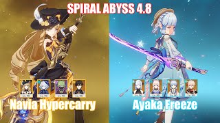 C0 Navia Hypercarry amp C0 Ayaka Freeze  Spiral Abyss 48  Genshin Impact [upl. by Rhee]