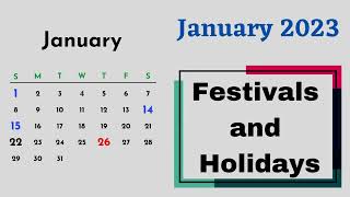 January 2023 Calendar  January 2023 Calendar with Holidays  List of Holidays in January 2023 [upl. by Desdamonna]