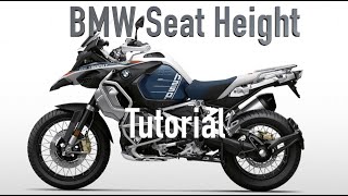 New BMW R1250 GS Adventure and GS both Standard and Low Suspension Seat Height Tutorial [upl. by Hahcim]