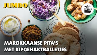 Wat eten we Marokkaanse pitas met kipgehaktballetjes [upl. by Letsirk]