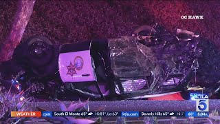 Deputy hospitalized following rollover crash in Yorba Linda [upl. by Zabrina5]