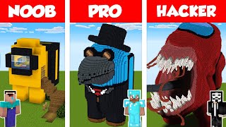 Minecraft NOOB vs PRO vs HACKER AMONG US HOUSE BUILD CHALLENGE in Minecraft [upl. by Betthezel]