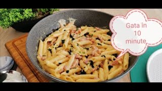 Paste Carbonara cu bacon și smântână  în doar 10 minute  Pasiune amp Savoare [upl. by Yelak]