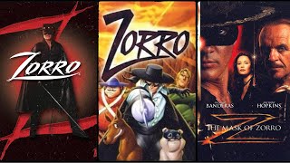 🦊⚫ Tutti gli ZORRO 8 ⚫🦊 in Film Cartoni Animati Serie TV 1990  1999 📽 [upl. by Eyk873]