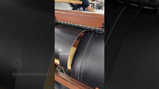 Cutting a hide of English Bridle leather into belt straps  leatherbelt belt leathercraft [upl. by Robin]