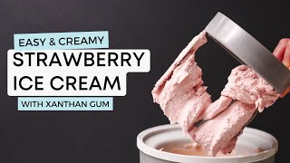 🍓🍦STRAWBERRY Ice Cream with xanthan gum  No eggs perfect mouthfeel lovely strawberry flavour [upl. by Nnayhs593]