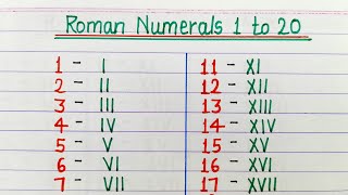 Roman numerals 1 to 20  Roman ginti 1 to 20  Roman Numbers 1 to 20 [upl. by Gonagle]