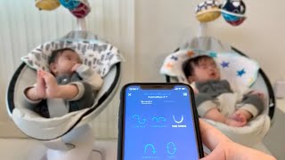 ママルー mamaRoo 電動バウンサーをスマホから操作  双子育児での使用レビュー How to Use the 4moms mamaRoo through Smartphone App [upl. by Olympe774]