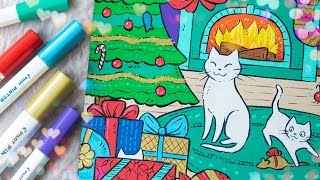 PAINT MARKER ART  Cute Xmas Cats  Speed Drawing Illustration [upl. by Goran]