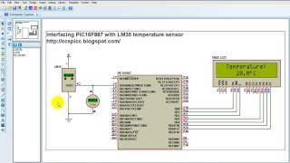 PIC16F887  LM35 temperature sensor  Proteus simulation [upl. by Lennod]