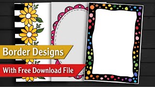 Border designs on paper with Download File  Front Page Design for School Project  Project Work [upl. by Rillis]