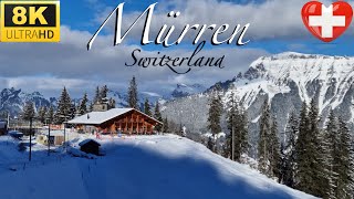 8K  MURREN Lauterbrunnen Switzerland  Walk amp Train Tour  8K Ultra HD Video [upl. by Briana]