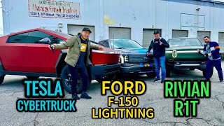 Tesla Cybertruck vs Ford F150 Lightning vs Rivian R1T [upl. by Dellora]