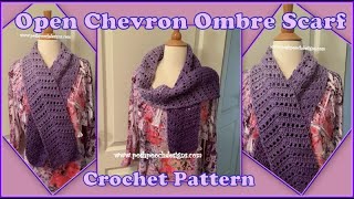 Open Chevron Ombre Scarf Crochet Pattern crochetscarf crochetvid crochet [upl. by Esilahc]