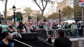 Celtic Fc Fans singing Just Cant Get Enough Barcelona [upl. by Ahtanamas]