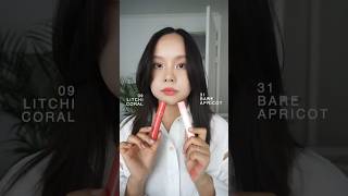 09 Litchi Coral vs 31 Bare Apricot  Romand Juicy Lasting Tint Comparison Swatch [upl. by Brosy]