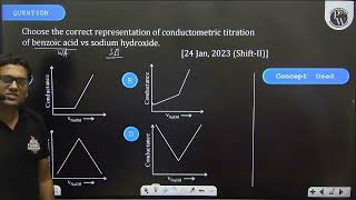 Choose the correct representation of conductometric titration of benzoic acid vs sodium hydroxid [upl. by Lezirg703]