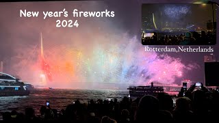 NEW YEAR’s 2024 Rotterdam fireworksErasmus bridgeRotterdam Night fireworksNetherlands [upl. by Yokum270]