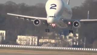 Super Transporter Beluga 2  Short Landing  Finkenwerder Airbus Airport [upl. by Eelsew]