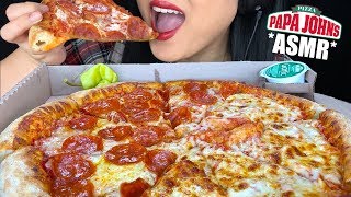 ASMR EATING CHEESY PEPPERONI PIZZA Eating Sounds  Papa John Pizza  No Talking ASMR Phan [upl. by Nolaj]