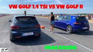 VW Golf 14 TSI vs VW Golf R drag racing 14 mile 🚦🚗  4K UHD [upl. by Dobrinsky900]