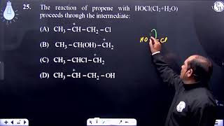 The reaction of propene with HOClCl2H2O proceeds through the intermediate [upl. by Ecirtel936]