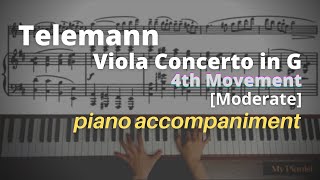 Telemann  Viola Concerto in G 4th Mov Piano Accompaniment Moderate [upl. by Wehttam256]