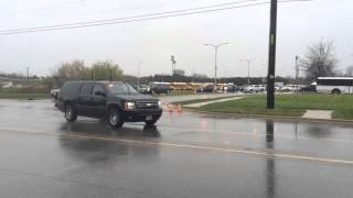 Watch President Obamas motorcade leave Northwestern as crowd cheers [upl. by Urion]