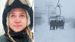 Skiers Stranded on Chairlift for Hours [upl. by Dnalerb]