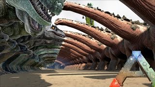 ARK 50 TITANOSAURUS VS 100 GIGANTOSAURUS GAMEPLAY EPIC BATTLE [upl. by Annahsor]