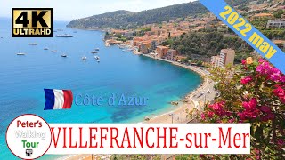 VillefranchesurMer Cote dAzur French riviera Walking Tour 4K 2022 may [upl. by Binni915]