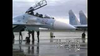 Sukhoi Su27 Flankers visit Grand Forks AFB [upl. by Kenleigh397]