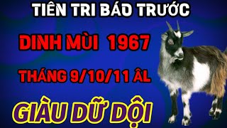 BÁO TRƯỚC ĐIỀM VÀNG TUỔI ĐINH MÙI 1967 GÁNH LỘC NGẬP VỀ NHÀ ĐÚNG THÁNG 91011 ÂM LỊCH GIÀU DỮ DỘI [upl. by Amyas]