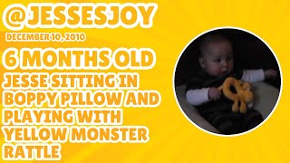 Jesse at 6 Months Old Sitting in Boppy Pillow and Playing with Yellow Monster Rattle [upl. by Aiasi]