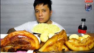 Pampabata 1kg Pork Jowls Adobo with 6eggs x Lechon Kawali N Cabbage Rice Mukbang [upl. by Kila776]