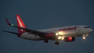 Corendon Airlines Europe B737800 Landing Groningen Airport Eelde [upl. by Noryb318]