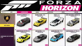 FORZA HORIZON 5  ALL CARS LIST 2024  ALL DLC 4K [upl. by Itoyj]